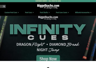 Biggelbachs Billiards website development & website maintenance